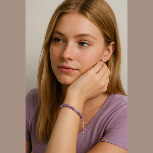 Unbranded Jewelry - Unbranded Purple and Gold Beaded Bracelet One Size